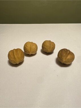 RARE Vintage stone marble nut italian Albaster stone carved walnut 2 in set of 4